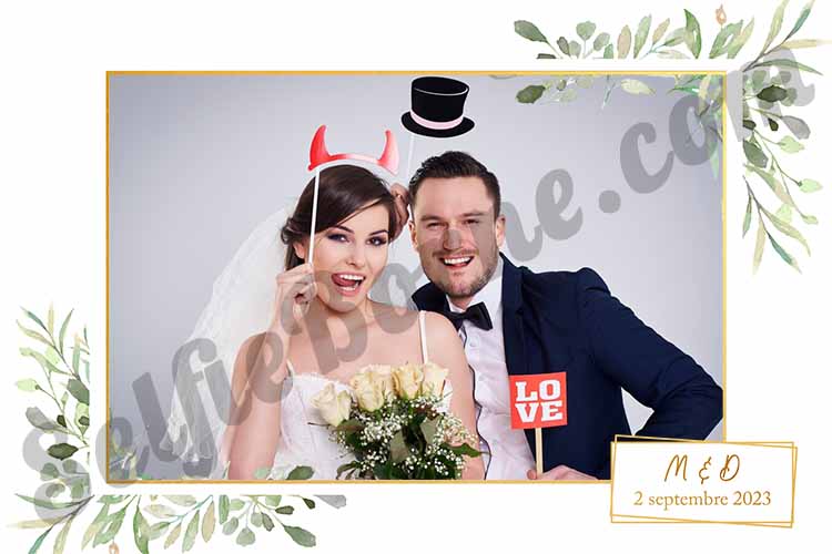 photobooth feuille angle cadre or 10x15